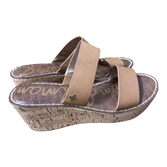 SAM EDELMAN Rydell Cork-wedge Leather Sandals, Brown In Saddle Brown Leather 8 - Picture 4 of 6